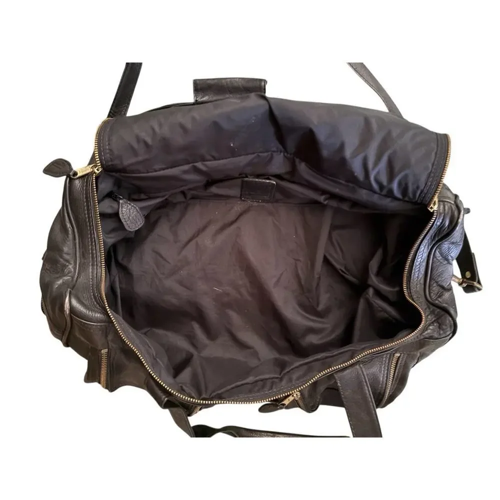 Frye Leather Duffle Bag- Black - Style 102 Benchcrafted Cross Body Strap -Duffel